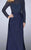 La Femme - 24895 Beaded Long Sleeves Sheath Long Gown In Blue