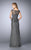 La Femme - Beaded Lace Cap Sleeve Peplum Evening Gown 24896 In Gray