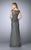 La Femme - 24896 Cap Sleeve Lace Peplum Gown In Gray