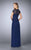 La Femme - 24915 Beaded and Peplum Evening Gown In Blue