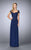 La Femme - 24915 Beaded and Peplum Evening Gown In Blue