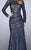 La Femme - 24919 Sequined Bateau Neck A-Line Dress In Blue