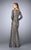 La Femme - 24919 Sequined Bateau Neck A-Line Dress In Gray