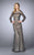 La Femme - Sequined Bateau Neck A-Line Dress 24919 in Gray
