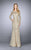 La Femme - 24919 Sequined Bateau Neck A-Line Dress In Gold