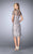 La Femme - V-neck Lace Applique Cocktail Dress 24931 in Pink and Gray