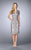 La Femme - V-neck Lace Applique Cocktail Dress 24931 in Pink and Gray