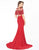 Mac Duggal - 79168R Beaded and Fringe Accented Trumpet Dress In Red