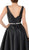 Poly USA - 7916 Embellished Deep V-neck Mikado A-line Dress in Black