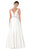 Poly USA - 7916 Embellished Deep V-neck Mikado A-line Dress in White
