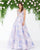 Mac Duggal - 79176D V-neck Beaded Brocade A-line Gown In Purple and Pink