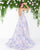 Mac Duggal - 79176D V-neck Beaded Brocade A-line Gown In Purple and Pink