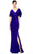 Daymor Couture - 559 Cape V-Neck Sheath Gown in Purple