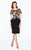 Daymor Couture - 567 Floral Illusion Bateau Neck Column Dress in Black and Gold
