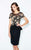 Daymor Couture - 567 Floral Illusion Bateau Neck Column Dress in Black and Gold