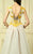 Beside Couture - BC1303 Illusion Panel High Low Gown in White and Yellow