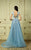 Beside Couture - BC1303 Illusion Panel High Low Gown in Blue and Silver