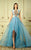 Beside Couture - BC1303 Illusion Panel High Low Gown in Blue and Silver