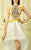 Beside Couture - BC1303 Illusion Panel High Low Gown in White and Yellow