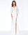 Cassandra Stone - 79186A Rhinestone Accented Deep V-neck Jersey Dress In White and Gold