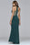 7919 Long halter t-back with nude tulle illusion insets