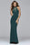 7919 Long halter t-back with nude tulle illusion insets