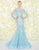 Mac Duggal Couture - 79202D Corded Lace Long Sleeve Mermaid Dress In Blue