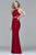 7921 Long halter dress with illusion insets