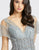 Mac Duggal Evening - 79219D Beaded Sheer Sleeves Empire Gown In Blue and Silver