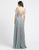 Mac Duggal Evening - 79219D Beaded Sheer Sleeves Empire Gown In Blue and Silver