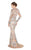 Mac Duggal - Floral Embroidered Long Sleeve Dress 79222D In Nude and Multi-Color