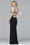 s7926 V-neck jersey dress with beaded bodice