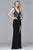 s7926 V-neck jersey dress with beaded bodice