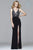 s7926 V-neck jersey dress with beaded bodice