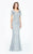 Daymor Couture - 574 Shimmering Shortsleeve V-Neck Evening Gown in Silver
