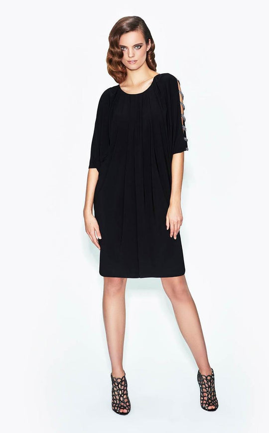 Daymor Couture - 577 Embellished Scoop Sheath Dress in Black