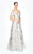 Daymor Couture - 579 Folded Off Shoulder Lace Evening Gown in Silver