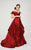 MNM Couture - 2371 Off-Shoulder Paneled Evening Gown  in Red