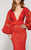 MNM Couture - 2372 Laced Deep V-Neck Trumpet Dress in Red