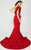 MNM Couture - 2375 Floral Asymmetric Mermaid Dress in Red
