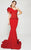 MNM Couture - 2375 Floral Asymmetric Mermaid Dress in Red
