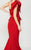 MNM Couture - 2375 Floral Asymmetric Mermaid Dress in Red