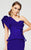 MNM Couture - 2375 Floral Asymmetric Mermaid Dress in Blue