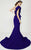 MNM Couture - 2375 Floral Asymmetric Mermaid Dress in Blue