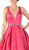 Poly USA - 7932 Plunging V-Neck Beaded Waist Ballgown