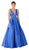 Poly USA - 7932 Plunging V-Neck Beaded Waist Ballgown
