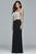 Faviana - 7934 Lace V-Neck A-Line Dress  in Black and White