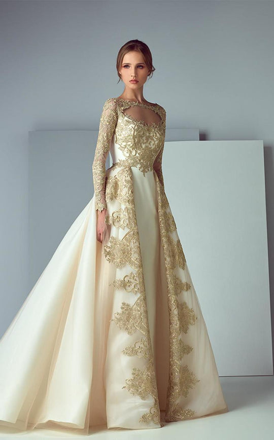 3158 Gilded Sleeve Keyhole Ballgown