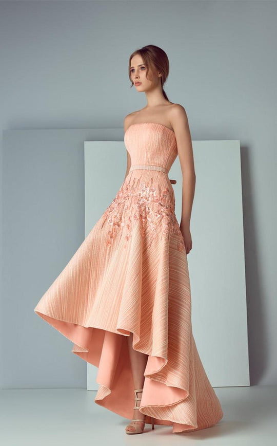 3159 Strapless High Low Trumpet Gown