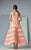 3162 Strapless Striped Applique Gown